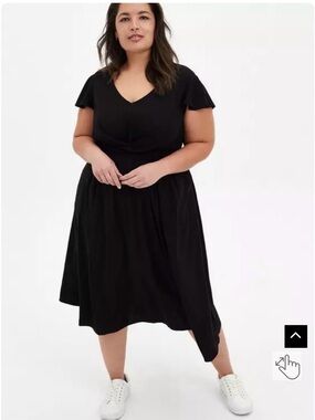 TORRID Black Challis Button Twist Front Midi Dress SZ 2X
